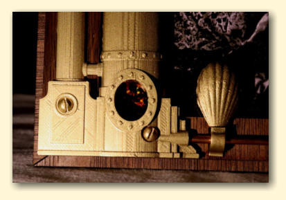 Detail of the boiler showing the holographic flame effect