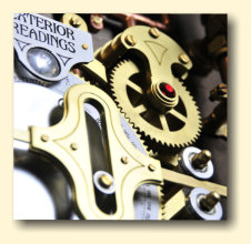 Steampunk mechanical readings disc and scotch yoke