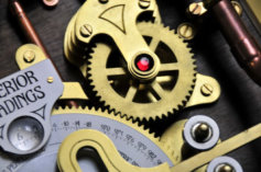 Steampunk mechanical readings disc and scotch yoke