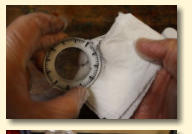 Cleaning the soot off the laser engravings