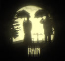 Rainy weather scene showing victorian couple in park