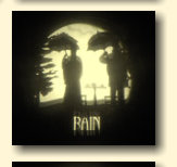 Rainy weather scene showing victorian couple in park