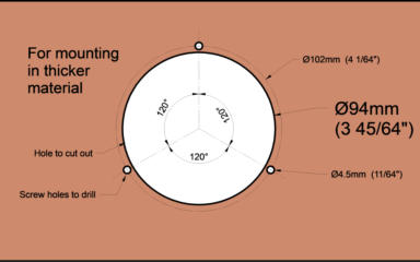 Gauge mounting hole dimensions for a thick material