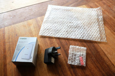 9) The bag contains the wireless sensor, USB adapter and wall fixings